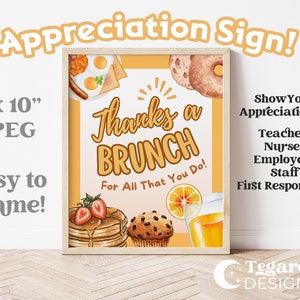 Brunch Dankeschön Schild | Schätzen Sie ein paar | Wertschätzungswoche | Ersthelfer, Krankenschwester Danke Dankbarkeit| Mitarbeiter Kollege | Zapfwelle PTA