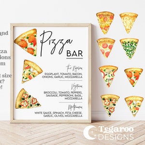 Modern Pizza Bar | Minimalist Simple | BBQ Grill | Baby shower | Birthday Party | Wedding | Party Sign | Editable Digital Printable SD1