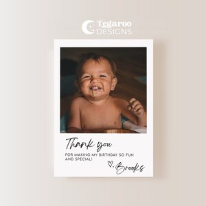 Birthday Thank You Photo Card Minimalist Simple Modern Picture Thank You Simple Birthday Favor Card Fully Editable Instant Download BR1 image 3