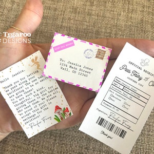 Chupete rosa Binky Fairy Carta en miniatura, Recibo, Sobre / Versiones para niñas / Regalo de hadas Paci / Plantilla Canva o PDF / Descarga instantánea