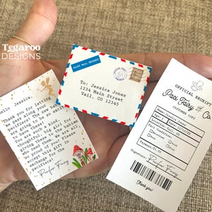 Chupete Binky Fairy Carta en miniatura, Recibo, Sobre / Versiones para niño o niña / Regalo de Hada Paci / Canva o PDF editable / Descarga instantánea