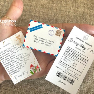 Carta en miniatura de Hada ficticia, Recibo, Sobre / Versiones para niño o niña / Australia Reino Unido Binky Fairy / Canva o Plantilla PDF / Descarga instantánea
