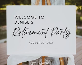 Signo de bienvenida de la fiesta de jubilación / Signo de celebración de jubilación minimalista moderno simple / Mujer de jubilación, Hombre / Signo jubilado personalizable