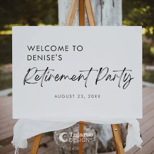 Retirement Party Welcome Sign | Simple Modern Minimalist Retirement Celebration Sign | Retirement Woman, Man | Retired Sign Customizable