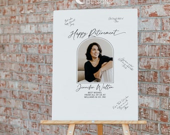 Livro de visitas da assinatura da aposentadoria pôster | Presente para festa de aposentadoria | Mulher sinal de aposentadoria, homem | Desejos | Presente exclusivo personalizável
