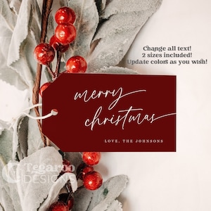 Modern Simple Christmas Personalized Gift Tags | Wine Gift Tags | Holiday Party Favor Tags | Cranberry Christmas Tags | Gift Favor Tags