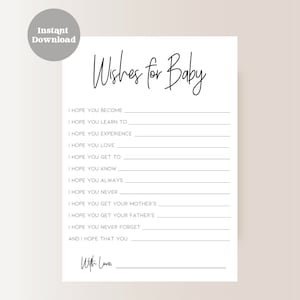 Wishes for Baby | Baby Wishes Game | Fun Baby Shower Games | Instant Download | Printable  | Minimalist Modern | Baby Shower SD1