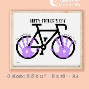 Regalo per la festa del papà in bicicletta / Bicicletta da motociclista motociclista papà Stampa a mano Artigianato fai-da-te / Regalo per la festa del papà da bambini, neonati / Stampabile digitale