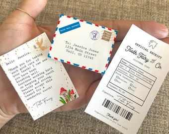 Lost tooth Realistic Tooth Fairy Mini Tiny Letter, Receipt, Envelope | Lost Tooth | Canva or PDF Template | Instant Download