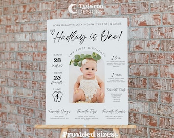 Baby's First Year Milestone Board Template | Fully Editable | 1st Birthday Photo Milestone Sign| Simple Modern Birthday Milestone Poster BR1