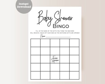 Baby Shower Bingo Game | Fun Baby Shower Games | Instant Download | Printable  | Minimalist Modern | Baby Shower SD1