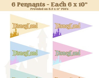 Retro Disneyland Pennants | Disney Retro Flags | Digital File | Instant Download