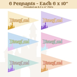 Retro Disneyland Pennants | Disney Retro Flags | Digital File | Instant Download