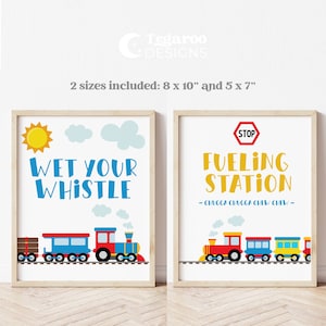 Train Birthday Food and Drink Signs | Fueling Station | Wet your Whistle | Choo Choo Two Two | Digital Printable | Instant Download