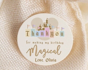 Disneyland Retro Magical Birthday Circular Thank You Tag | Happiest Birthday on Earth | Disney Favor Tag | Happiest Place on Earth