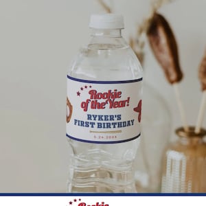 Baseball Water Bottle Label | Rookie of the Year | Sports Water Bottle Label | Fully Customizable | Little Rookie | Bottle Wrap