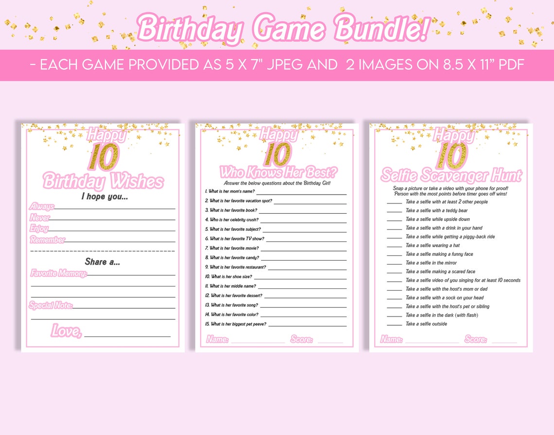 10th Birthday Games, 10th Birthday 10th Party Games, 10 Year Old ...
