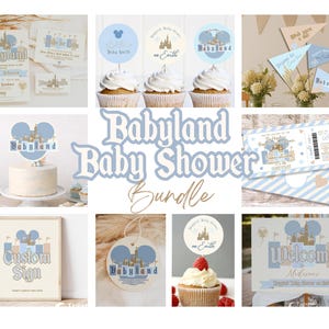 Niebieski spersonalizowany znak Disneyland, znak na baby shower, znak urodzinowy, pobieranie cyfrowe, minimalistyczny nowoczesny | Urodziny chłopca zdjęcie 6