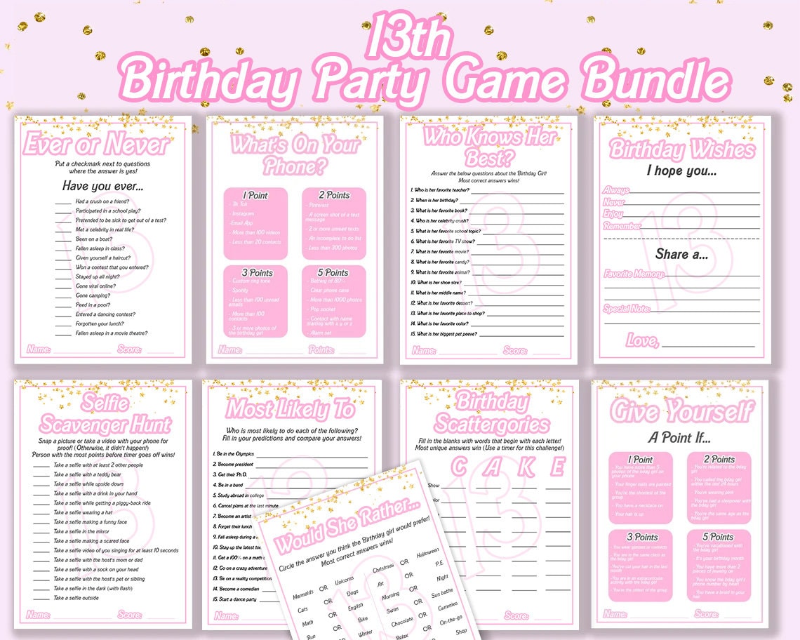 13th Birthday Games, 13th Birthday 13th Partygames, 13 Year Old