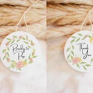 Jungle Safari Thank you, Ready to Pop, Favor Tags- Digital Printable, Girl, Floral, boho, greenery - Instant Download A2