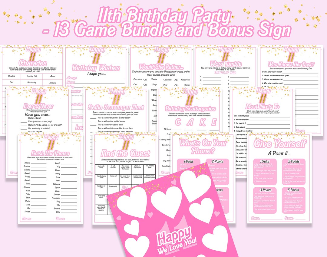 11th Birthday Games, 11th Birthday 11th Party Games, 11 Year Old