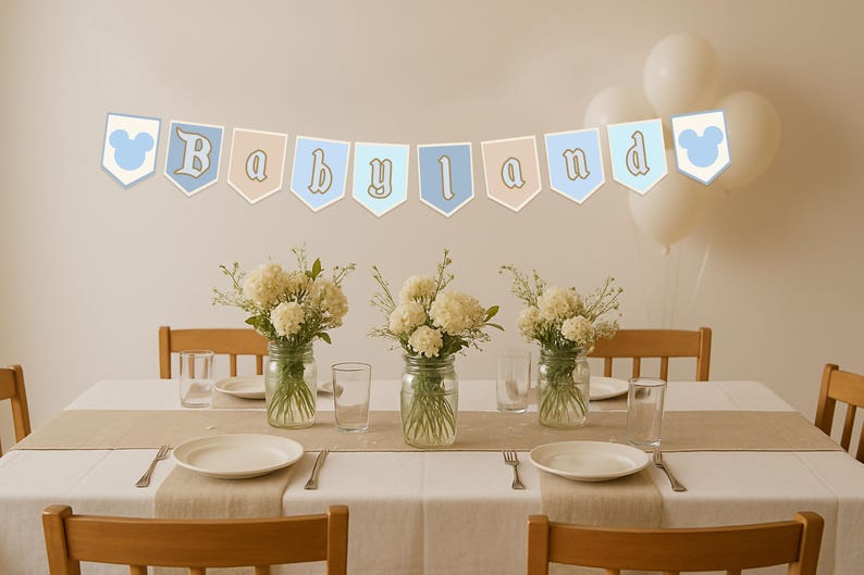 Blå Disneyland babyshower-inbjudningsset för pojkar | Lyckligaste babyshowern på jorden | Blöjlotteri | Böcker för bebisar | Babyland-inbjudan bild 9