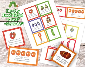 Étiquettes pour aliments Hungry Caterpillar Story | Étiquettes alimentaires | Anniversaire | Baby Shower | Téléchargement instantané