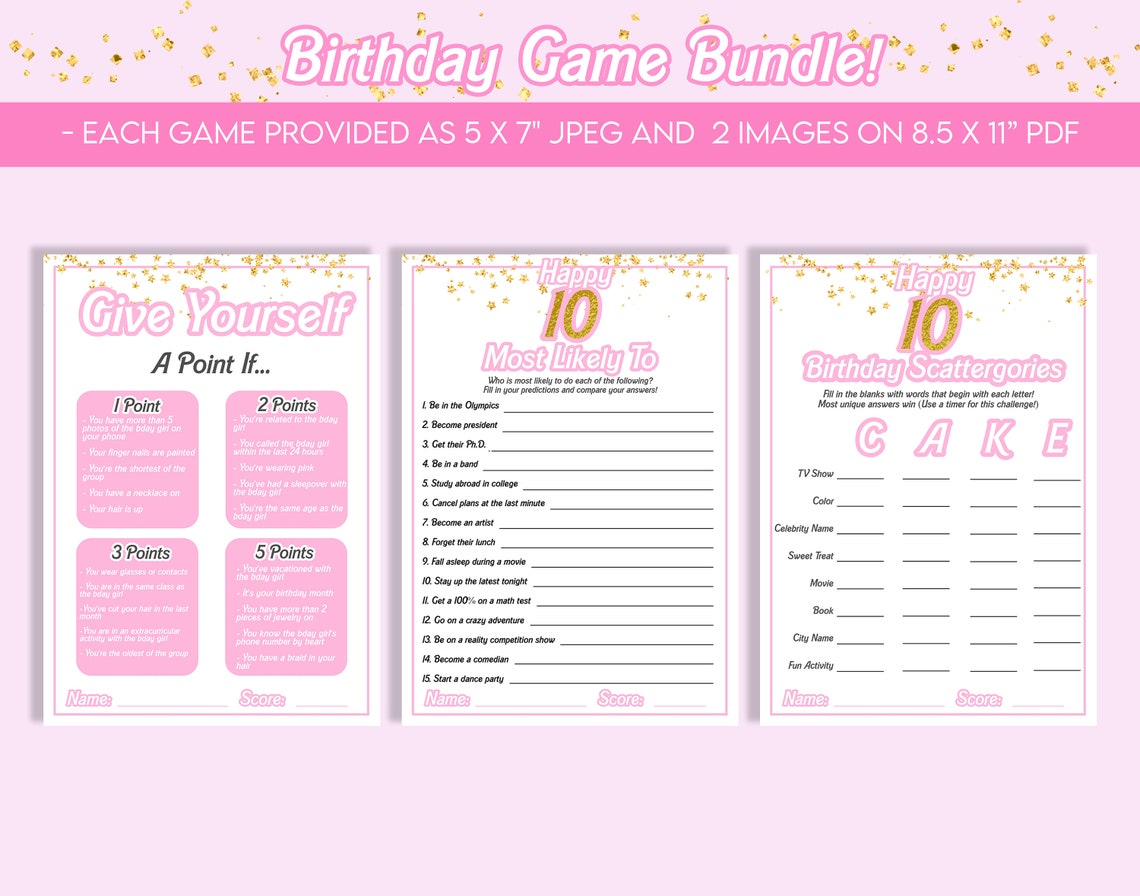 10th Birthday Games, 10th Birthday 10th Party Games, 10 Year Old ...