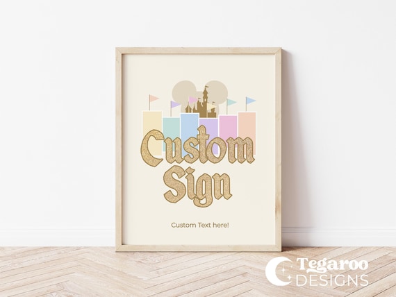 Disneyland Pastel Rainbow Custom Sign, Baby Shower Sign, Birthday Sign, Digital Download, Minimalist Modern