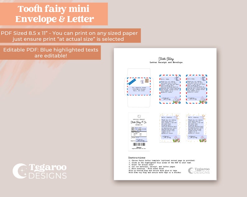 Lost Tooth Realistic Tooth Fairy Mini Tiny Letter Receipt - Etsy