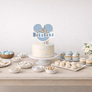 Niebieski spersonalizowany znak Disneyland, znak na baby shower, znak urodzinowy, pobieranie cyfrowe, minimalistyczny nowoczesny | Urodziny chłopca zdjęcie 12