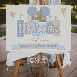 Blå Disneyland babyshower-inbjudningsset för pojkar | Lyckligaste babyshowern på jorden | Blöjlotteri | Böcker för bebisar | Babyland-inbjudan bild 13