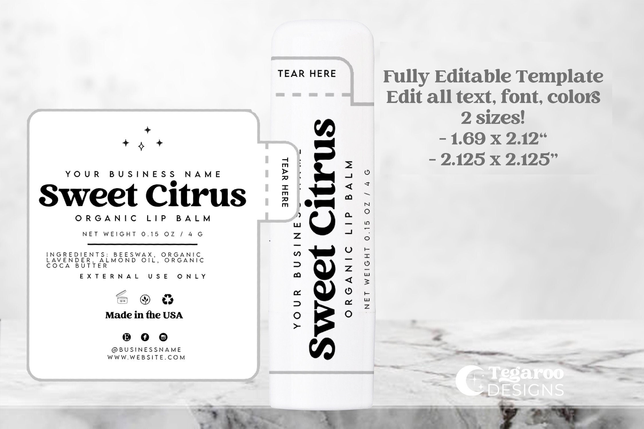 Lip Balm Label Editable Template Retro Boho Modern Etsy