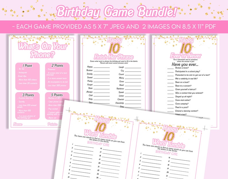 10th Birthday Games, 10th Birthday 10th Party Games, 10 Year Old ...