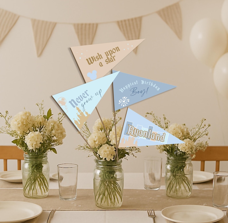 Niebieski spersonalizowany znak Disneyland, znak na baby shower, znak urodzinowy, pobieranie cyfrowe, minimalistyczny nowoczesny | Urodziny chłopca zdjęcie 14