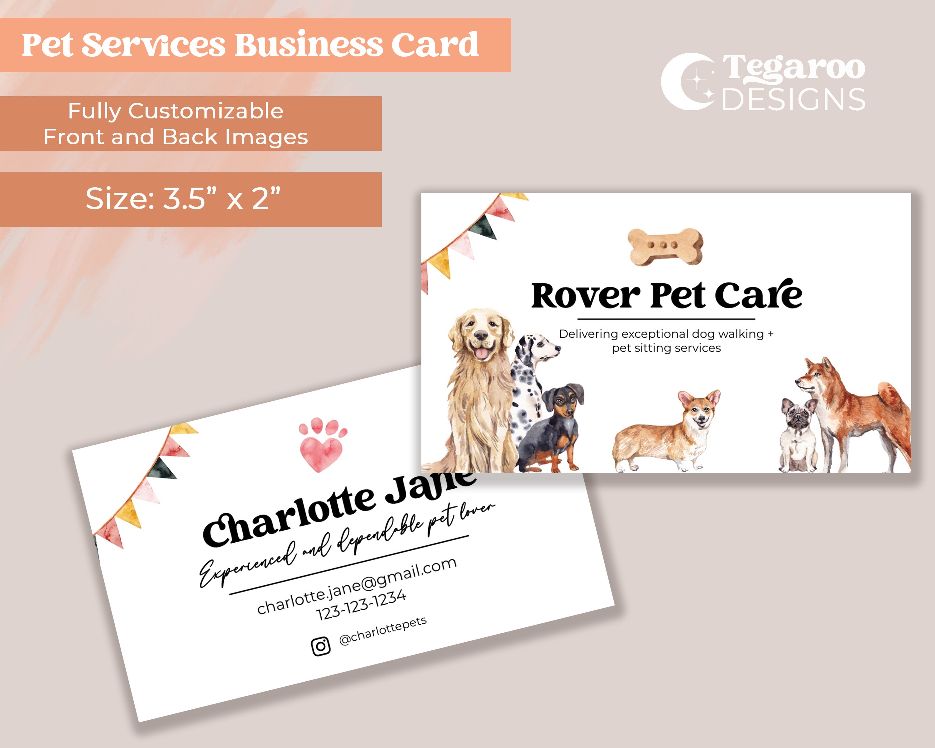 Fully Editable Pet Business Card Pet Sitting Dog Sitting Etsy