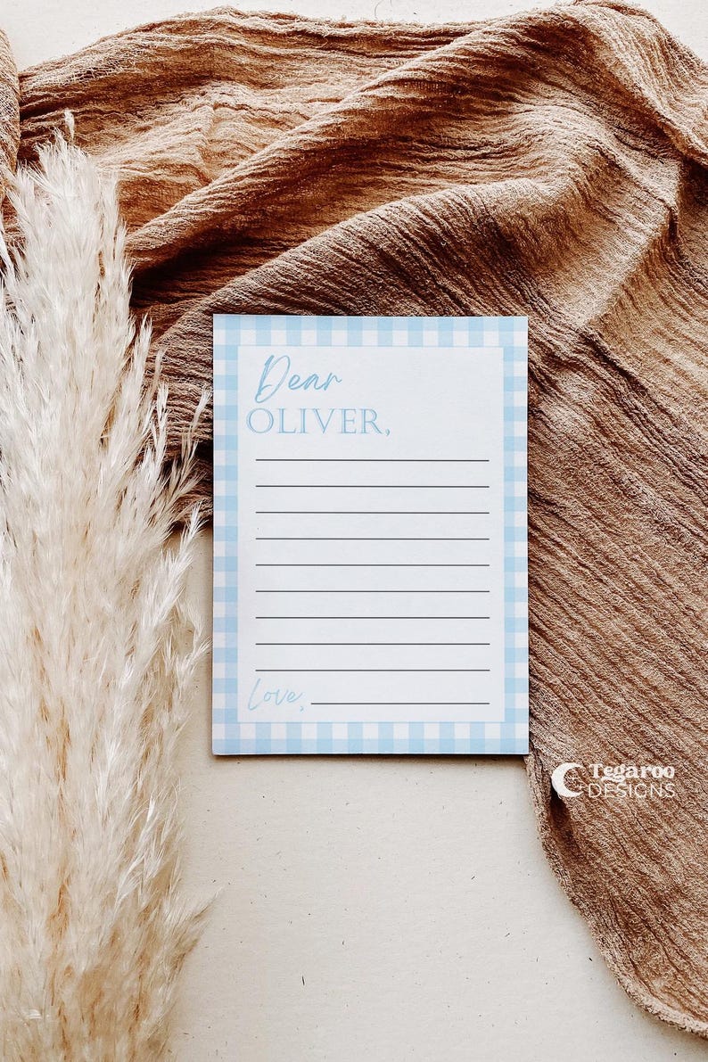 Blue Gingham Time Capsule Sign and Note Set | First Birthday Decor ...