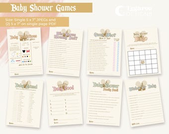 EDITABLE Disneyland Baby Shower Games Bundle and Diaper Raffle sign, Baby Shower games, Digital Download, Minimalist Muted Pastel