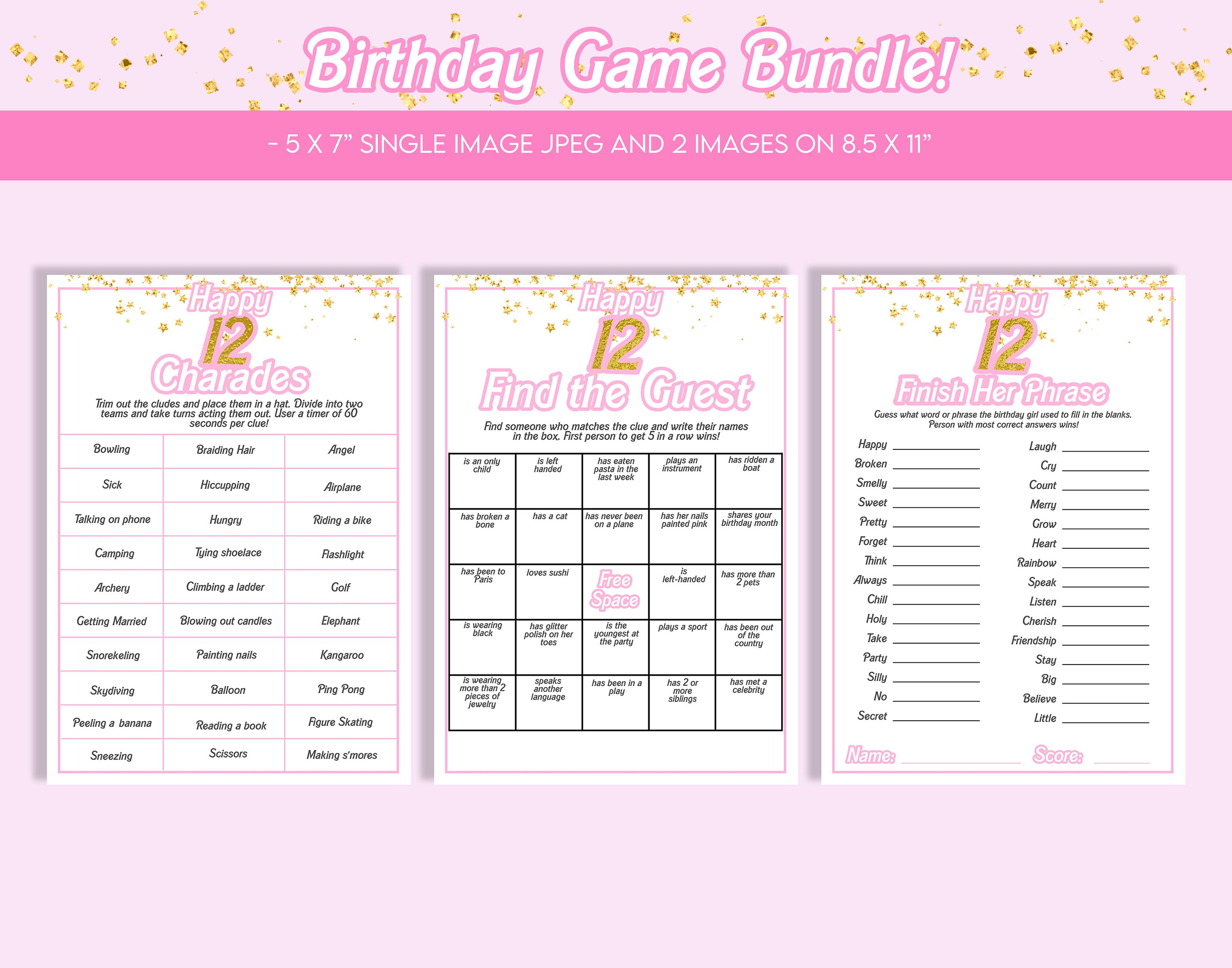12th Birthday Games, 12th Birthday 12th Party Games, 12 Year Old ...