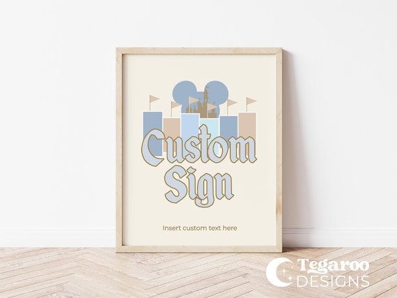 Blue Disneyland Custom Sign, Baby Shower Sign, Birthday Sign,  Digital Download, Minimalist Modern | Boy Birthday