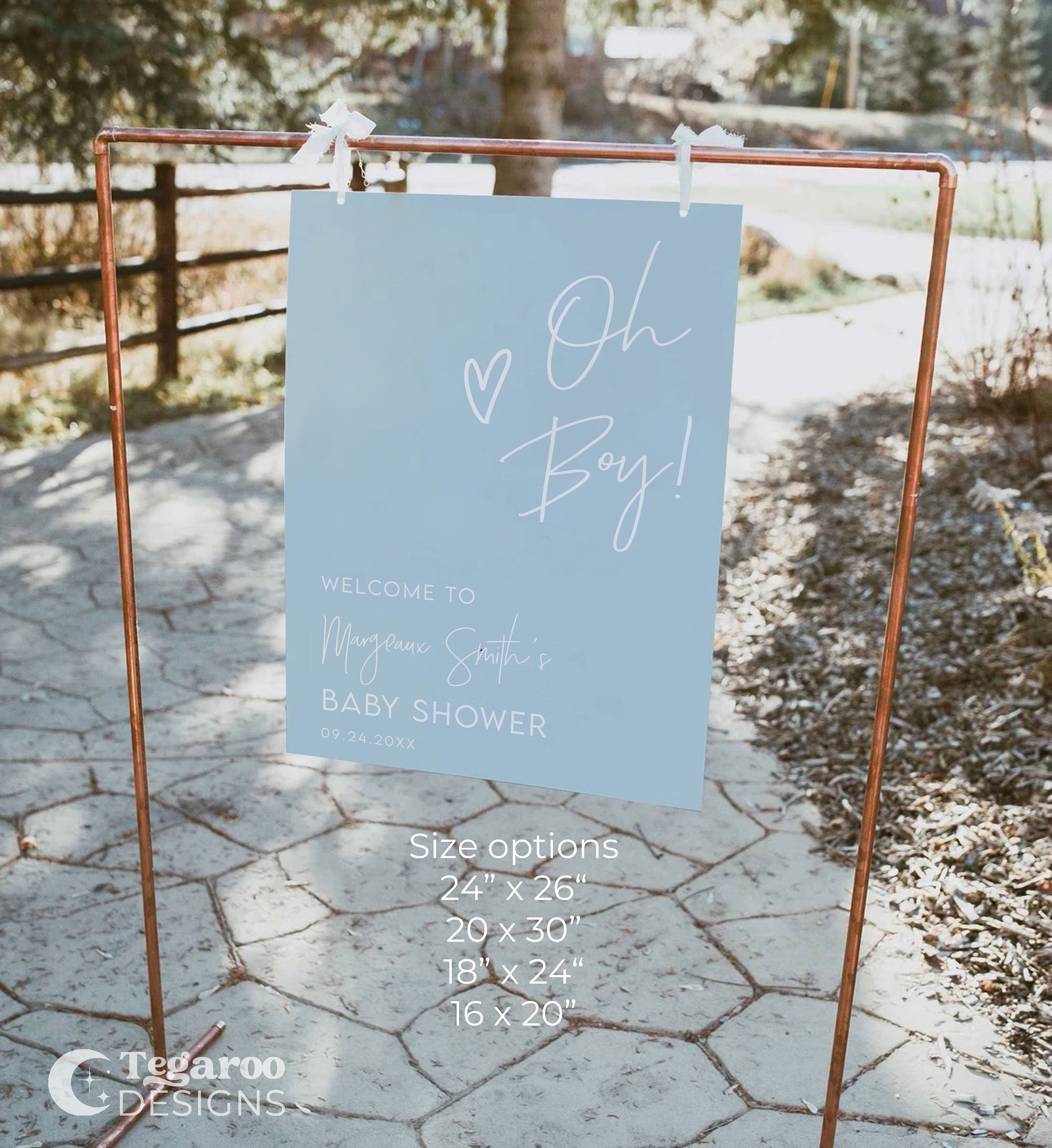 Blue Baby Shower Welcome Sign | Oh Boy | It's a Boy | Simple Minimalist ...