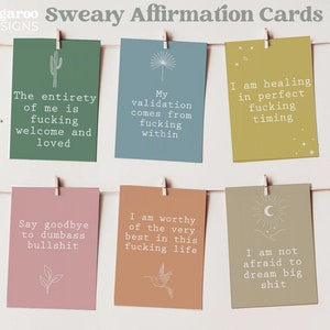 Boho Sweary Affirmation Cards / Badass Women Affirmations / Motivación Año Nuevo Power Thoughts / Juramentos / Imprimible / Descarga instantánea