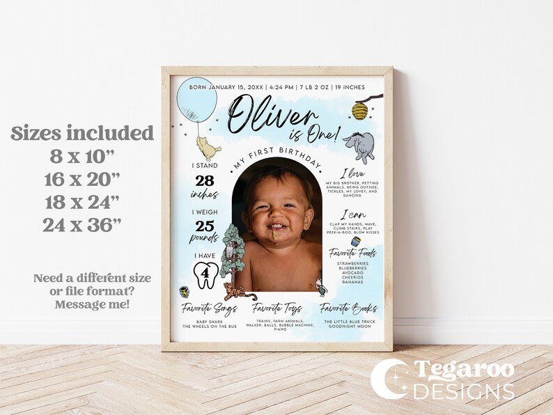 Classic Winnie the Pooh First Year Milestone Board Template - Etsy