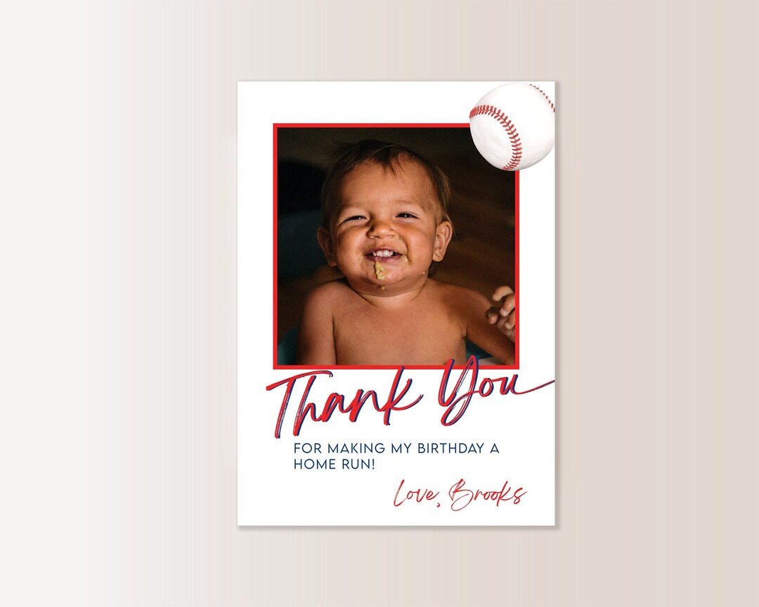 Baseball Thank You Photo Card | Minimalist Modern | Rookie of the Year ...