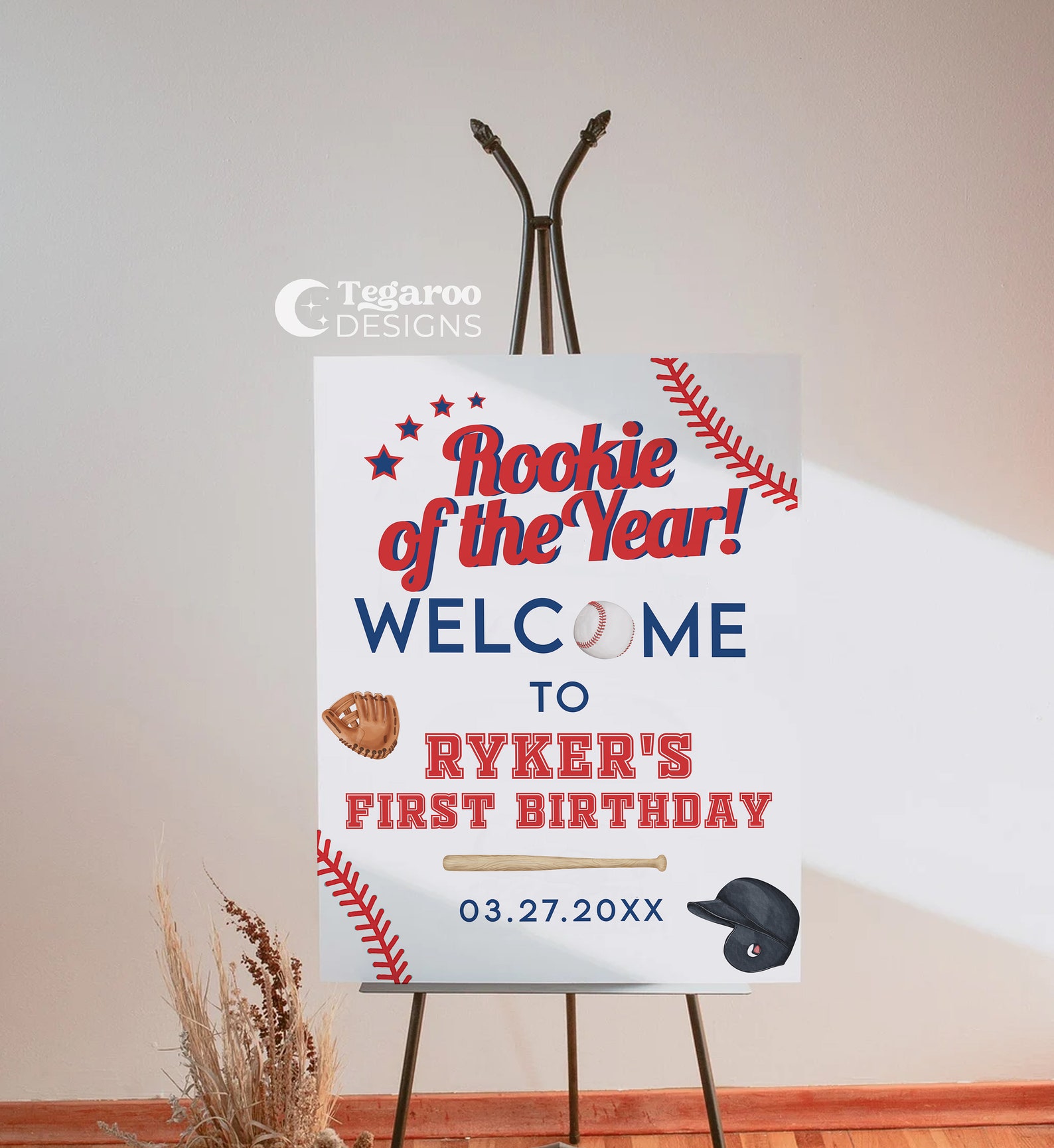 Baseball Rookie of the Year Birthday Party Welcome Sign | Editable ...