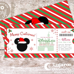 Christmas Disneyland Theme Park Present Surprise Trip Ticket | For Kids | For Him | For Her | DIY Editable Customizable