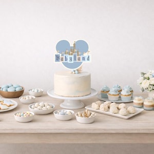 Banderines surtidos de Blue Babyland / Decoración para baby shower / Banderas de Disneyland / El baby shower más feliz del mundo / Plantilla editable imagen 11