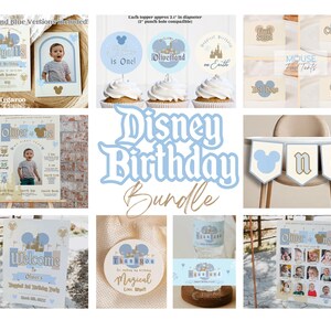 Niebieski spersonalizowany znak Disneyland, znak na baby shower, znak urodzinowy, pobieranie cyfrowe, minimalistyczny nowoczesny | Urodziny chłopca zdjęcie 5