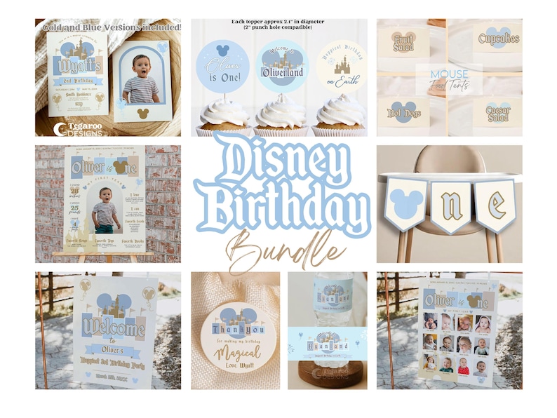 Niebieski spersonalizowany znak Disneyland, znak na baby shower, znak urodzinowy, pobieranie cyfrowe, minimalistyczny nowoczesny | Urodziny chłopca zdjęcie 5