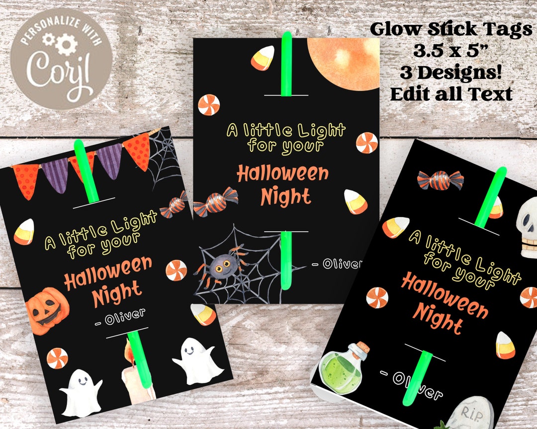 Halloween Glow Stick Favor Tag  A Little Light for Halloween